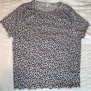 Women's Black and White Floral baby tee